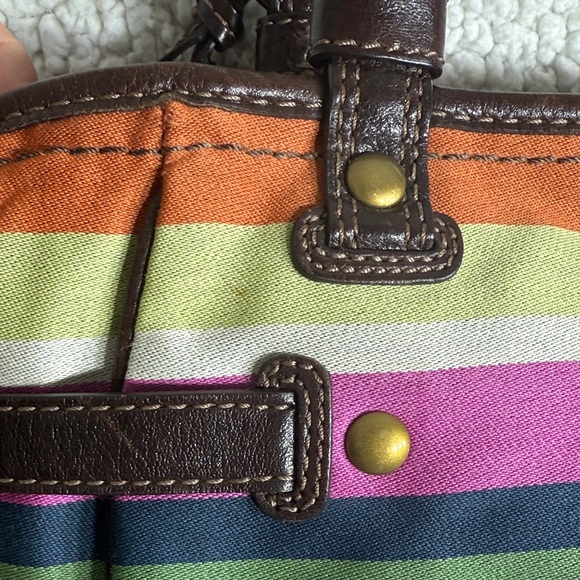 Coach Legacy Stripe Varsity Tote Bag Multicolor Canvas & Brown Leather –  12613 - Picture 11 of 16